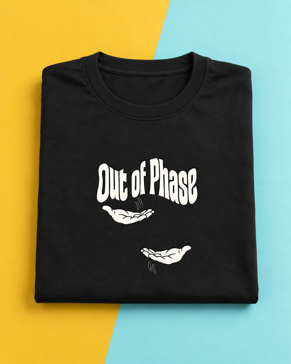 Out of Phase black science T-shirt folded mockup